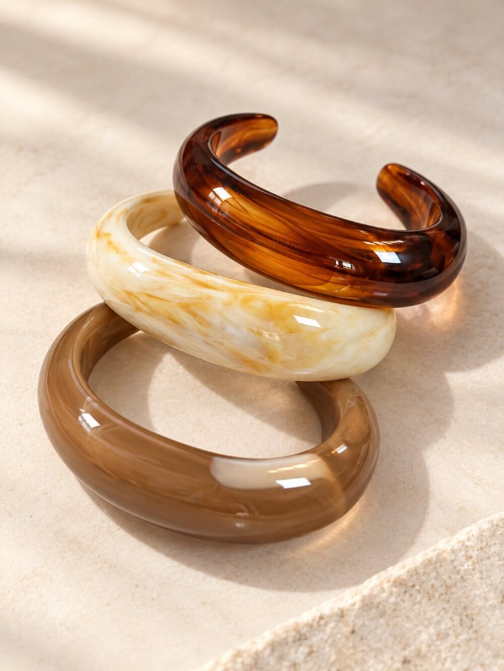 3 Pc Colorful Geometric Resin Stackable Bracelets